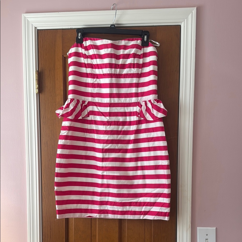 Lilly Pulitzer Striped Strapless Dress with ruffles